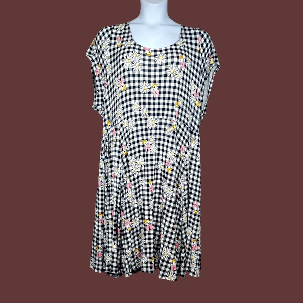 Torrid Womens Disney Daisy Duck Gingham Floral Print Tie Front Dress Size 5X NWT